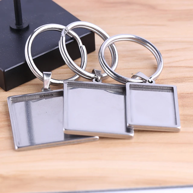 2pcs Blank Stainless Steel Key Chain DIY Blank Keychains Metal Key Rings 