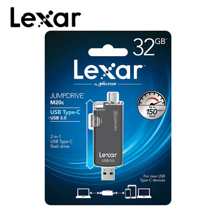 Lexar USB флеш-накопители 2 в 1 32 Гб USB 3,0 type-C устройства Jump Drive 16G U диск 150 Мб Jumpdrive для телефона компьютера ПК Mac системы