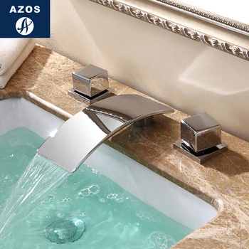

Azos Split FaucetWaterfall Wash Basin Brass Chrome Cold and Hot Switch Shower Room Basin Bathroom Cabinet Double Handle Three H