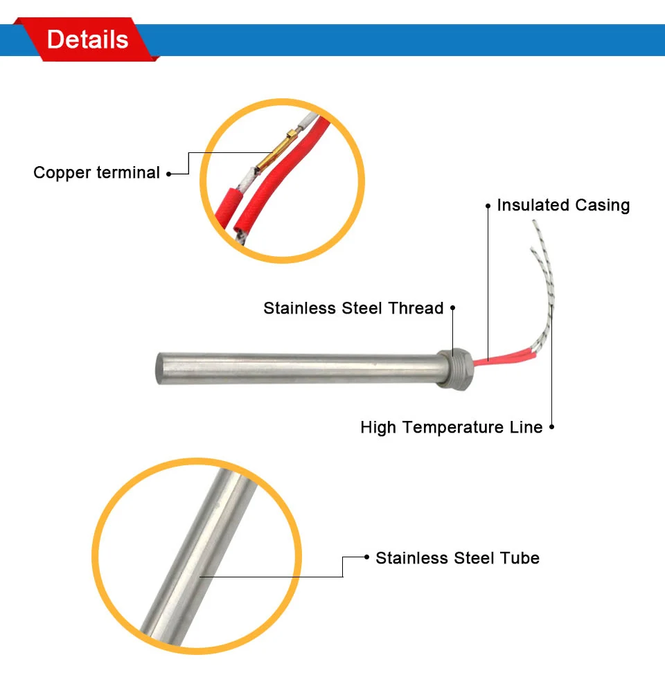de aquecimento, tamanho do tubo, 300W, 500W, 800W, 1000W, 12x100, 1, 2