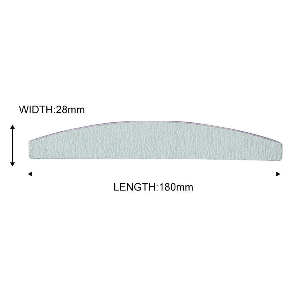 25 шт./упак. ногтей cо шлифовальными буферными резцами, 180/180 Грит 2 боковых моющиеся формы пилочка для ногтей Профессиональный Маникюрный Инструмент наждачная бумага в форме полумесяца дизайн