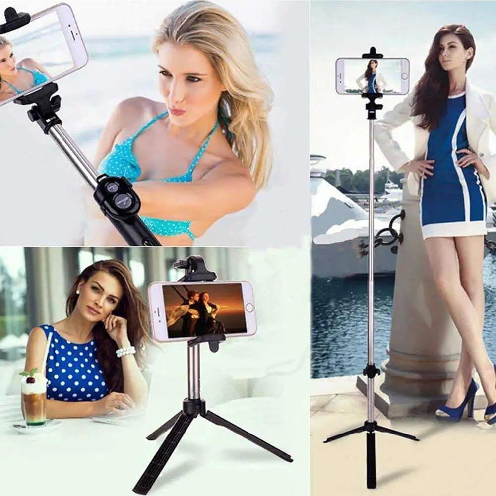 

3 in 1 Mini Selfie Stick Wireless Bluetooth Extendable Tripod with Remote Control for IPhone X 8 7 6s Android Portable Monopod