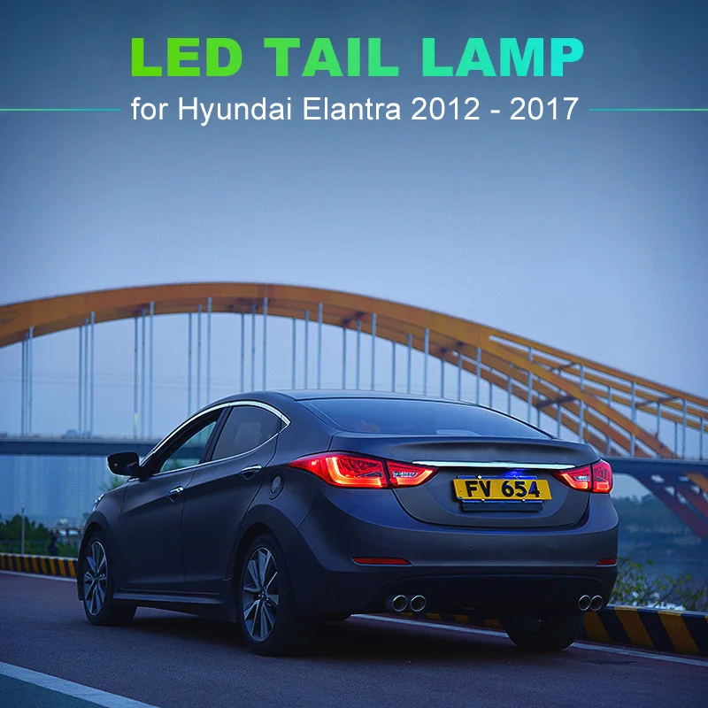 Светодиодный задний светильник для hyundai Elantra 2012 2013 красный дымчатый черный светодиодный задний светильник поворотный сигнал и тормозной светильник