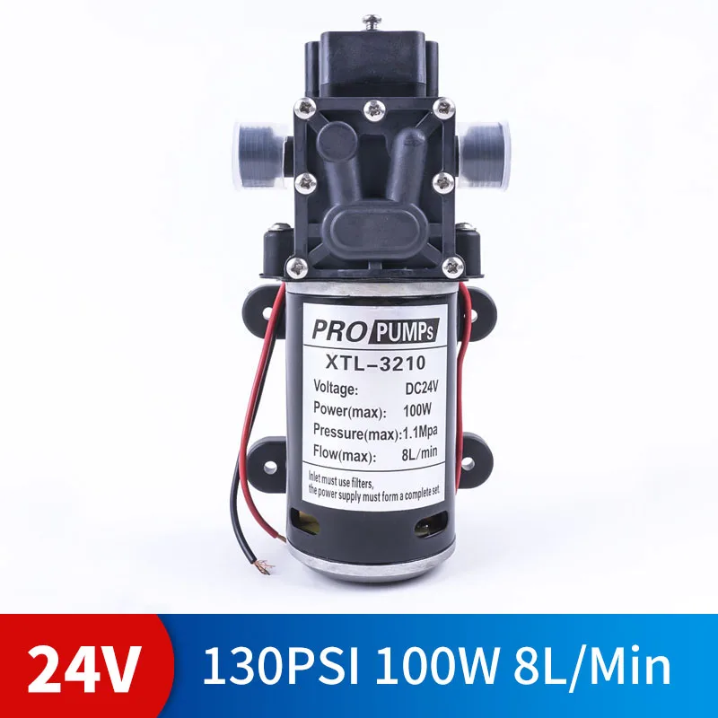 

DC 24V 100W 130PSI 8L / Min water high pressure diaphragm self-priming pump agricultural electric water pump car wash spray