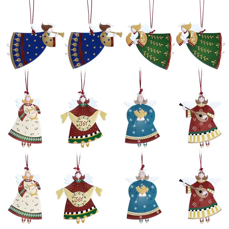 

12PCS Hanging Angel Pendants Christmas Tree Ornament Snow Christmas Angel Decorations For Home Wall