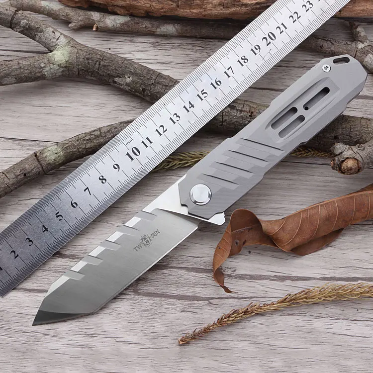 

TS56 Ball bearing tumbling Pocket Knife With D2 blade knives Titanium Handle TWO SUN Knife Junting Hiking Tactical Camping Knife