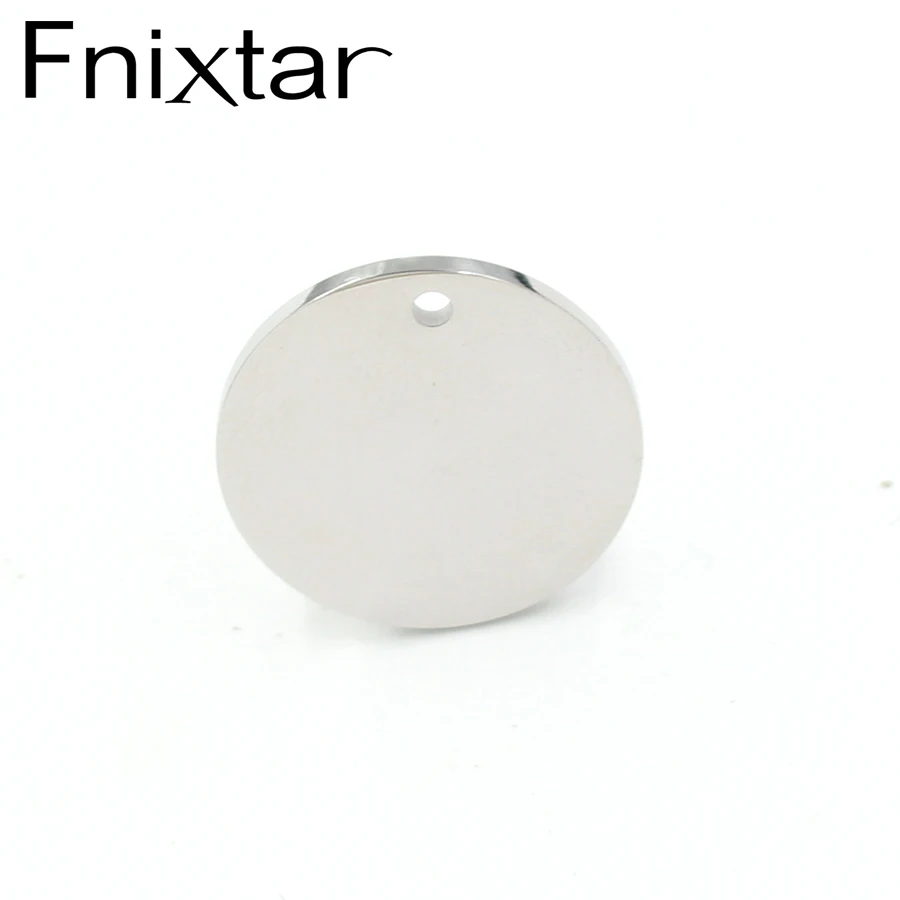 Fnixtar зеркальная полировка нержавеющая сталь штамповки Заготовки бирки Шарм Диск Два внутренних отверстия персонализировать DIY диски 15 мм 20 шт./лот