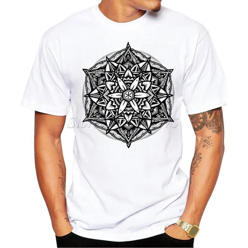 

2019 Fashion Men's Summer Casual Tops Hipster Geometry Flower Printed T Shirt Own Style Tees