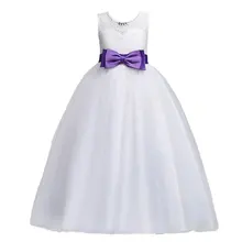 VOGUEON для девочек-подростков кружевное бальное платье без рукавов для подружки невесты свадебное платье для девочек пол Длина Тюль Праздничная одежда принцессы