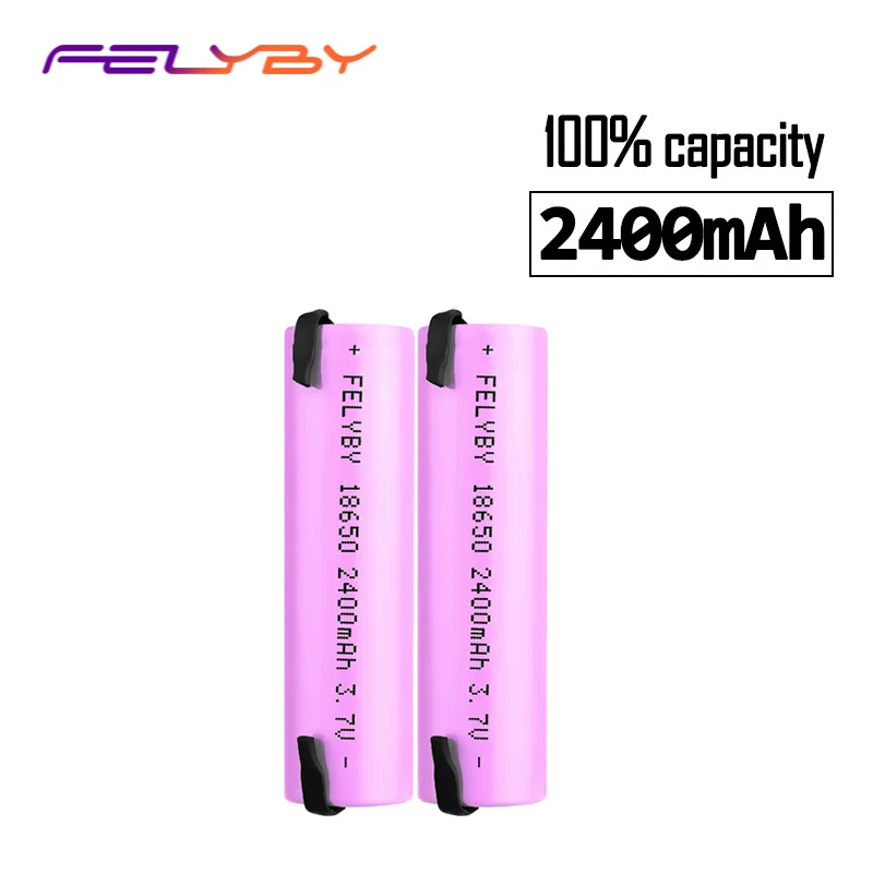 

FELYBY 2pcs Original 18650 li-ion rechargeable battery 3.7V 2400mAh 18650 batteries battery 18650 Rechargeable Battery