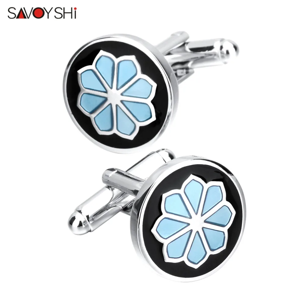 

SAVOYSHI Vintage Flower Pattern Cufflinks For Mens Shirts Accessories Brand Cuff Buttons Coloful Art Cufflinks Enamel Jewelry