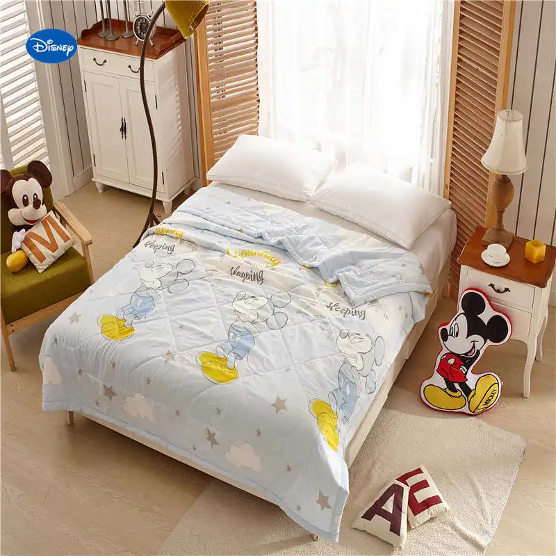 

Disney Mickey Mouse Quilts Comforters Single Twin Queen Size Bedding Cotton Cover Children's Baby Boy's Bedroom Decor Blue Color