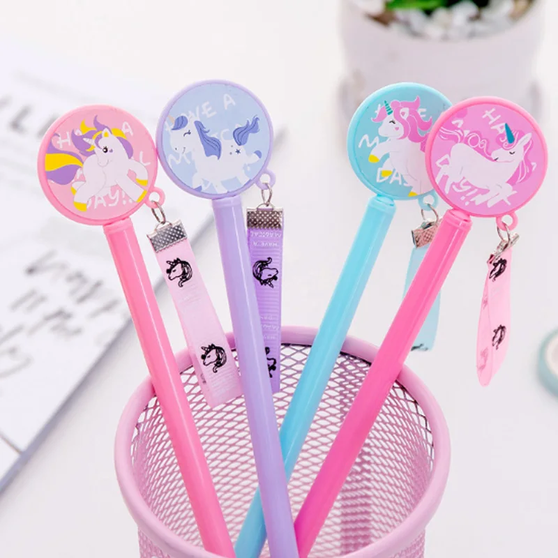 

4pcs/lot 0.38mm cute Unicorn streamers Gel Pen Promotional Gift Stationery School & Office Supply Kawai Neutral pen Stationery