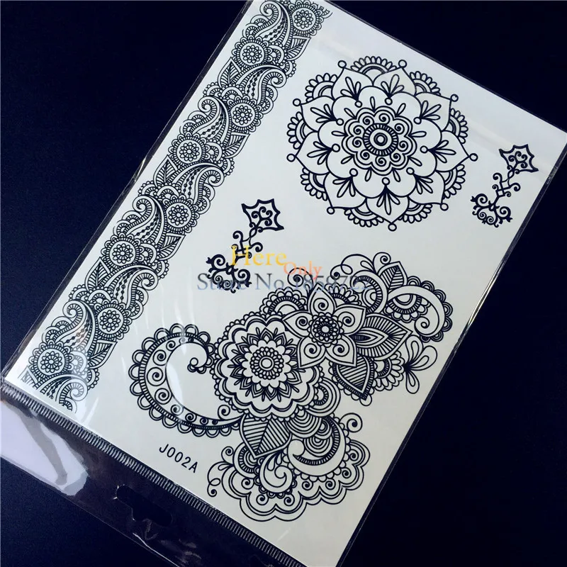 Нетоксичные черные женские тату Henna индийские Цветочные браслеты ювелирные