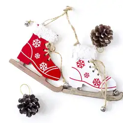 Рождественский деревянный ледяной обувь для скейтборда подвесной орнамент кулон с колокольчиком Декор Вечерние
