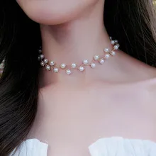 Имитация жемчужной ключицы цепочка женское свадебное ожерелье для невесты имитация жемчуга ожерелье стимпанк ожерелье для девушек