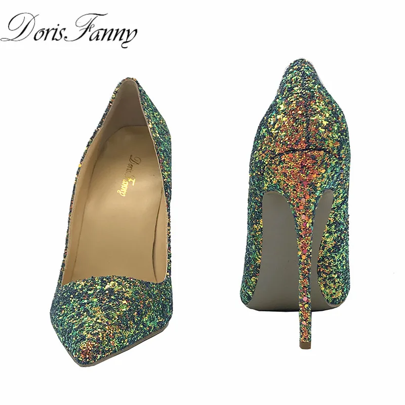 DorisFanny bling bling wedding shoes high heel pumps very sexy stiletto heels party shoes for women