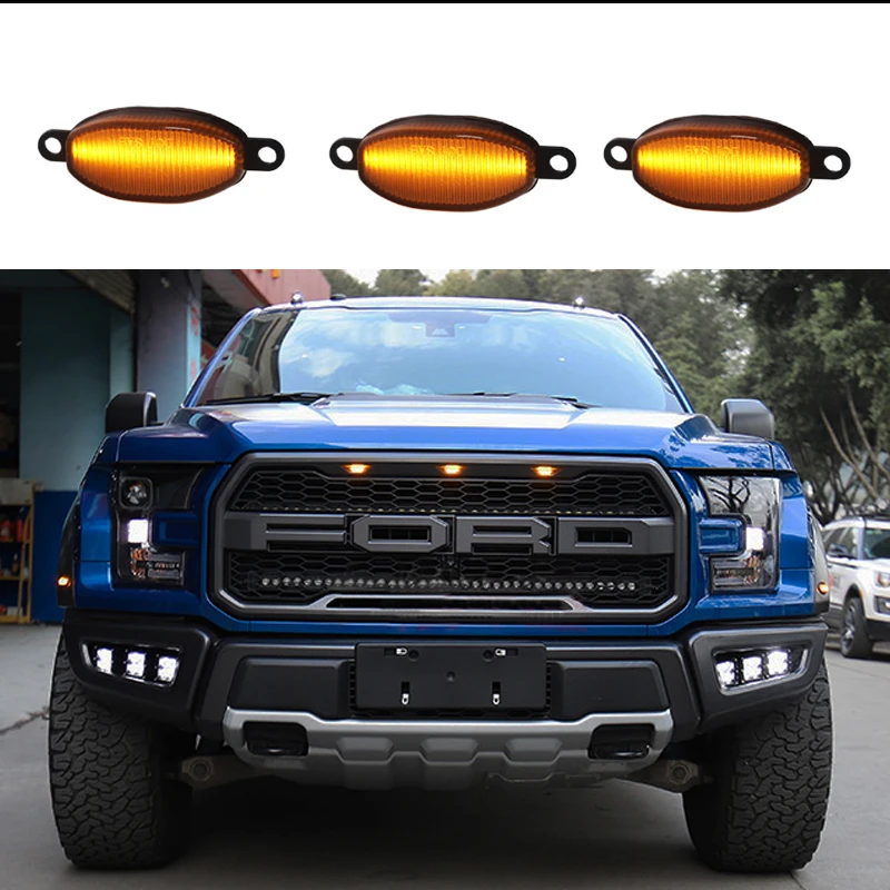 Светодиодные лампы для решетки радиатора Ford Raptor 2010 2014 и 2017 up 3 шт.|Сигнальная