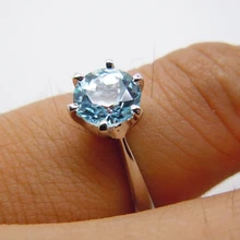 Твердое Серебро 925 пробы& Li голубое обручальное кольцо с камнем