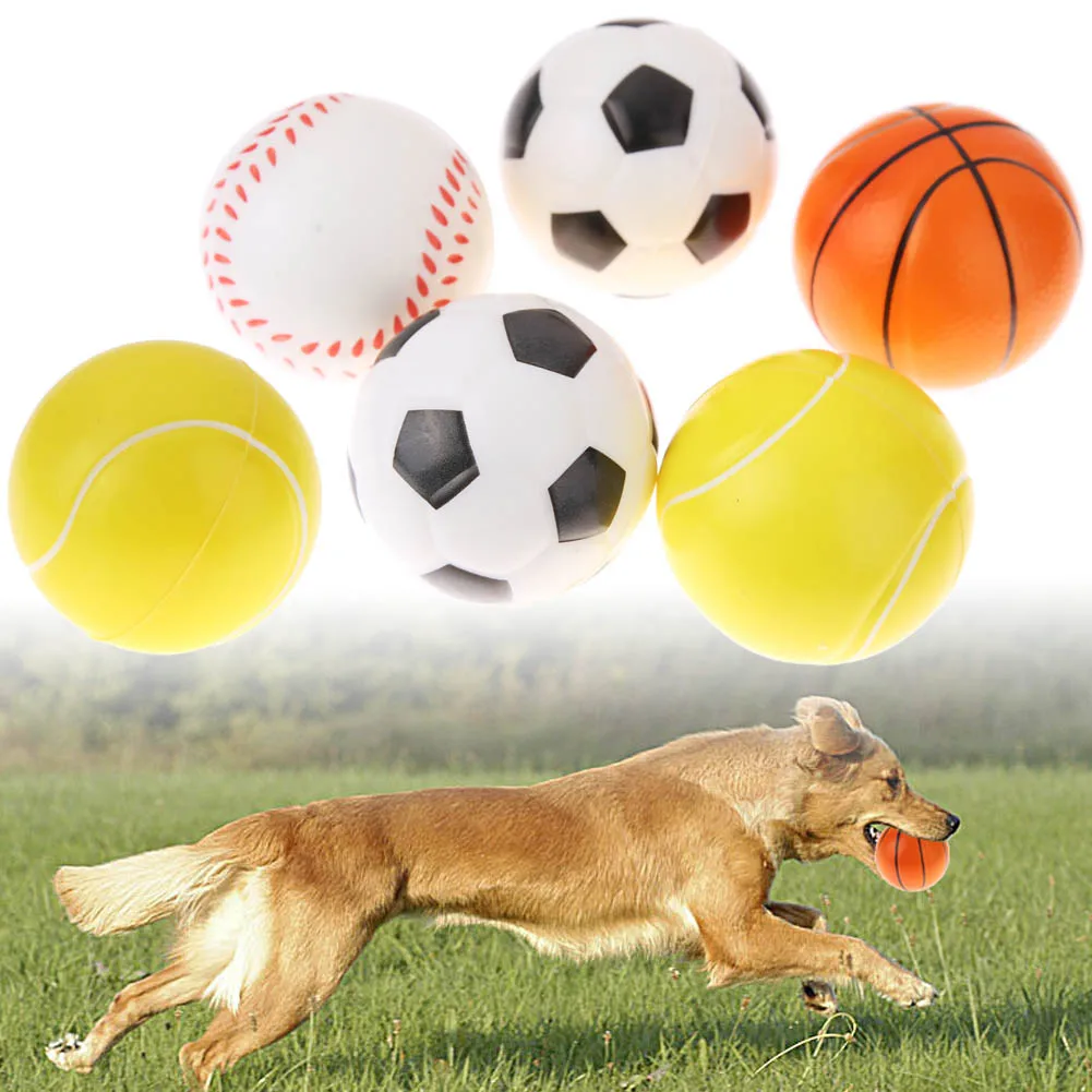 

6pcs Pet Dog PU Toy Ball Training Dogs Play Chewing Rattle ScratchToy Baseball/football/ basketball/ tennis toys 6.3cm/2.48''