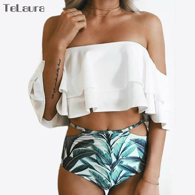 {Excellent|Wonderfull|Very Good|Very Recommended} 2019 Sexy High Waist Swimsuit Women Ruffle Bikini Off Shoulder Bikinis Women Swimwear Plus Size Biquini Bathing Suit Beach Wear Special Offers