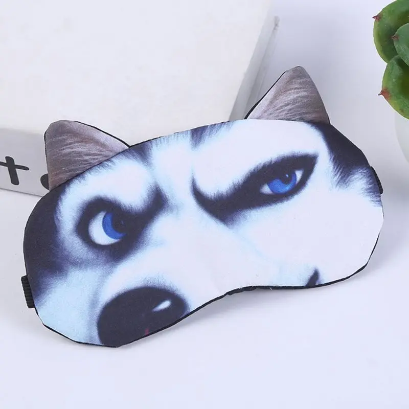 3D забавные мультипликационные животные кошка собака печатных глаз нашивки спальный маска хлопок завязанными глазами Портативный