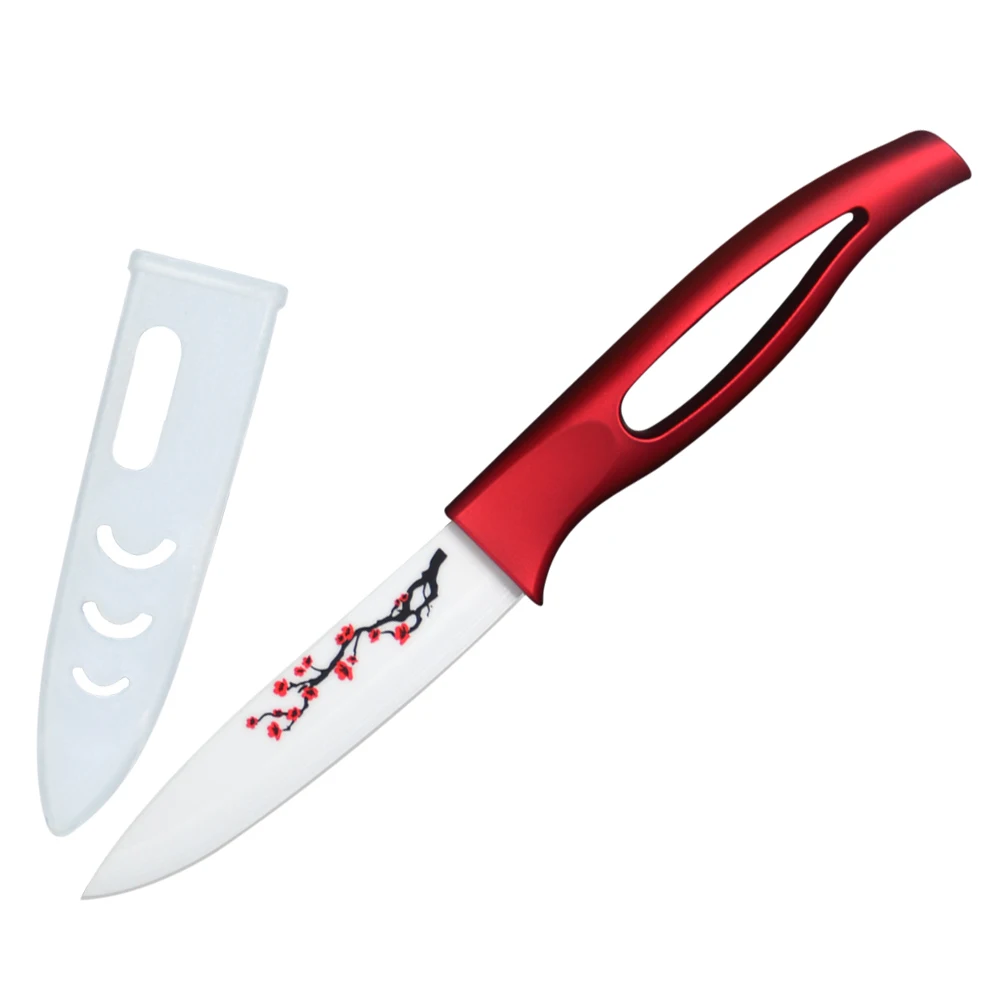 XYJ ceramic knife 4 inch utility kitchen knives red handle white blade