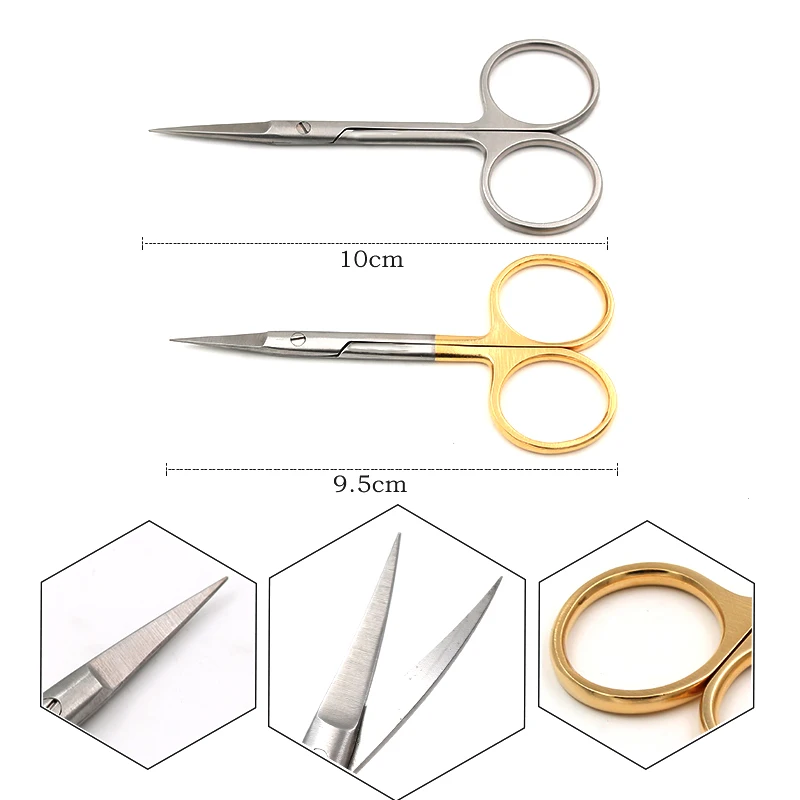 2 шт нержавеющая сталь золотая ручка черная ручка серебряные ножницы для радужной оболочки для двойной хирургии век 10 см 9,5 см