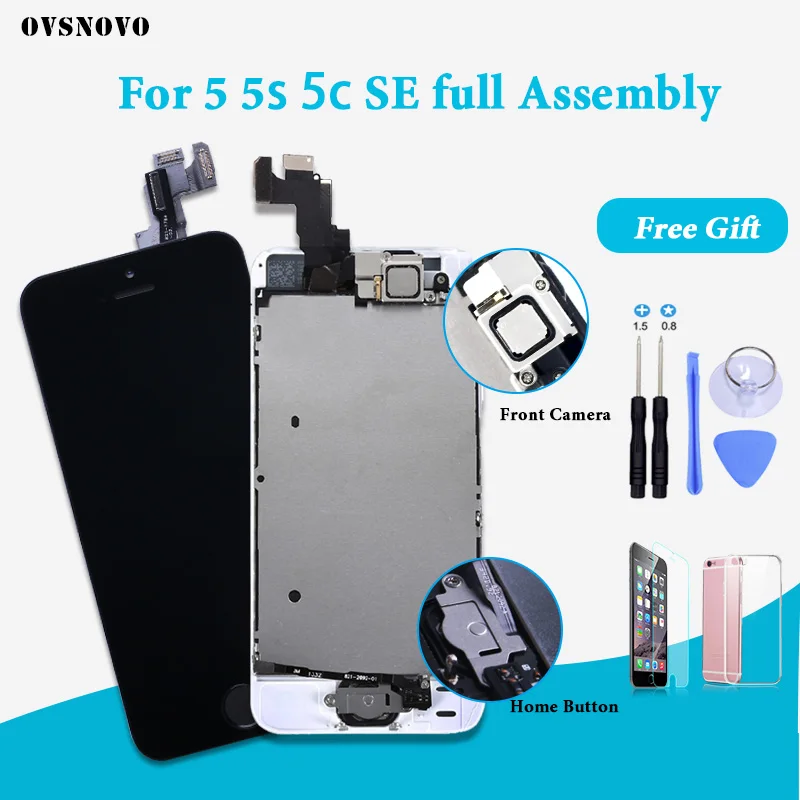 Complete LCD Full Assembly Screen for iPhone 5 5S 5C SE 6 lcd Display Replacement Touch Digitizer with Home Button+Front Camera