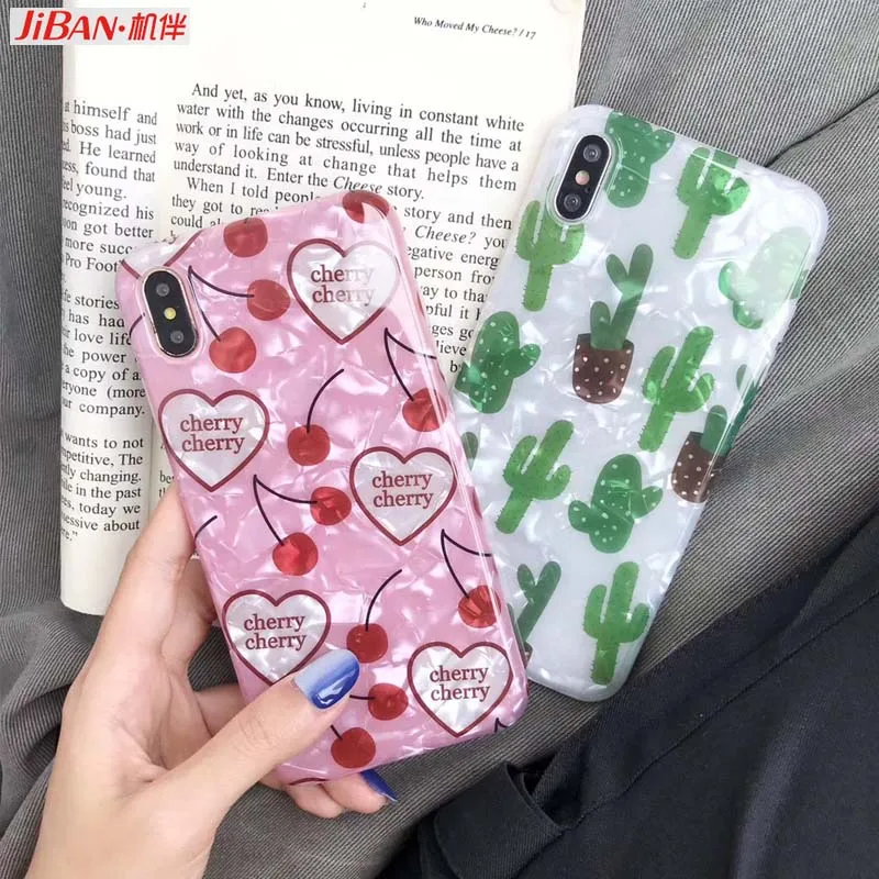 JIBAN простой кактус мягкий в виде ракушки чехол для Iphone X XS MAX XR 6s 6 plus 7 8 Капа Милые