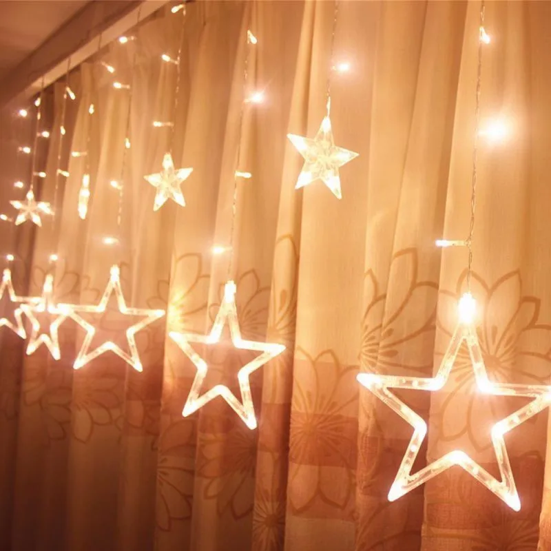 

2.5M 96LEDs Fairy Star LED Curtain String Light Christmas Lights Indoor Window Home Romantic Lighting For Holiday Wedding Party