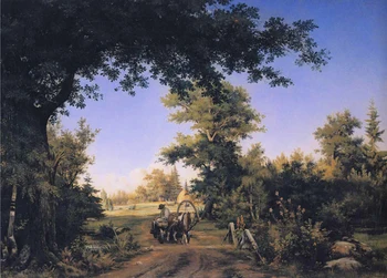 

home wall art decoration picture free shipping classical Shishkin wood oxcart landscape canvas prints oil painting on canvas