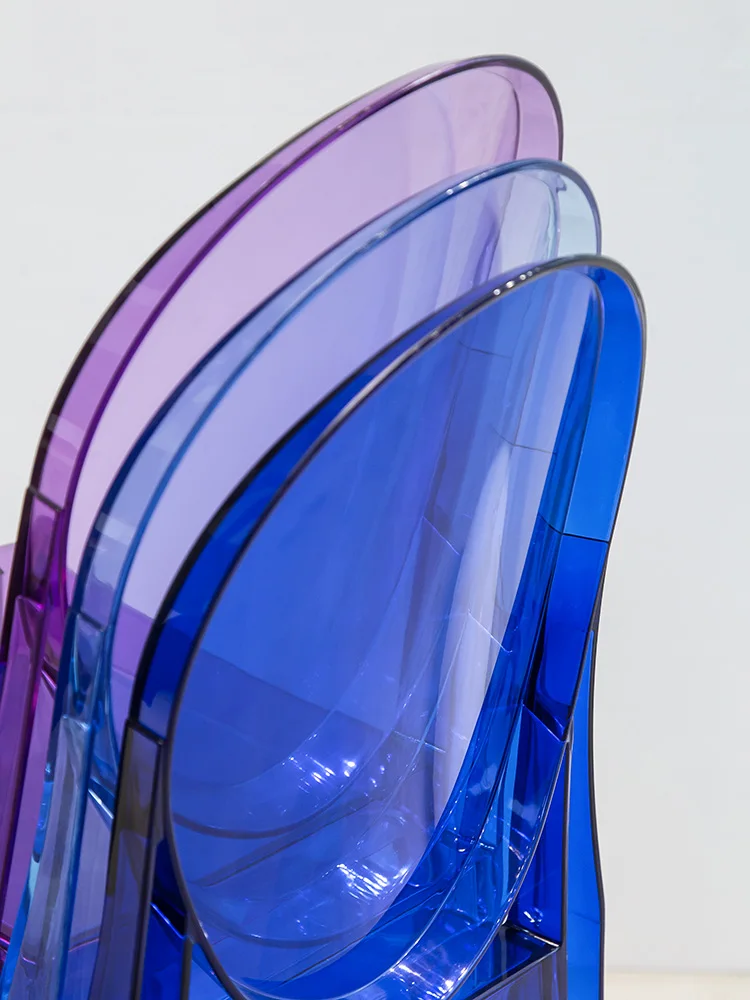 Луи Мода обеденные стулья спинка дизайн кристалл призрак Европейский прозрачный пластик кофе мода макияж