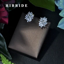 HIBRIDE новое поступление женские серьги-гвоздики модные ювелирные изделия/блестящие серьги с кубическим цирконием для свадьбы свадебные подарки E-65