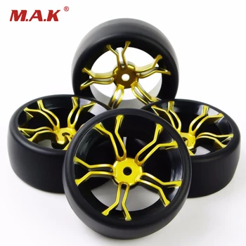 

1/10 Scale On-Road Drift Car Model Accessory RC Car Tires Drift Tyres & Wheel Rim Model 4pcs PP0477+MPNKG
