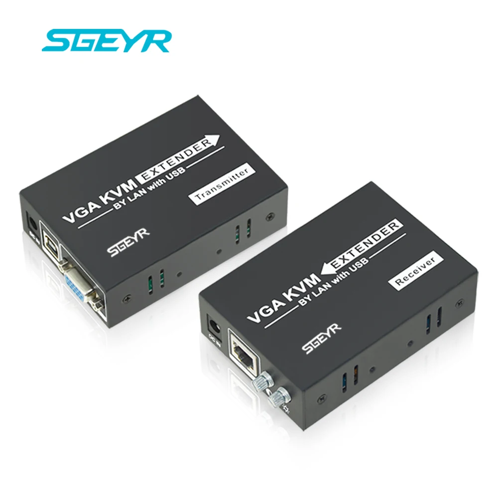 

SGEYR 650ft VGA KVM Extender 200m Over Single UTP CAT5e/6 LAN RJ45 Splitter Extender,USB Keyboard Mouse VGA KVM Extender TX+RX