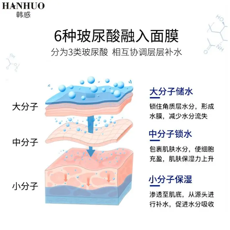 HANHUO маска для лица с гиалуроновой кислотой увлажняющая маленькая ампула пополнение Шелковая Маска Уход за кожей лица