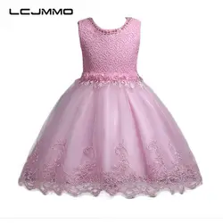 LCJMMO От 2 до 10 лет Платье для девочек с цветочным узором Свадебная вечеринка Элегантный Дети хлопок печати Ball платья вышивка вечернее одежда