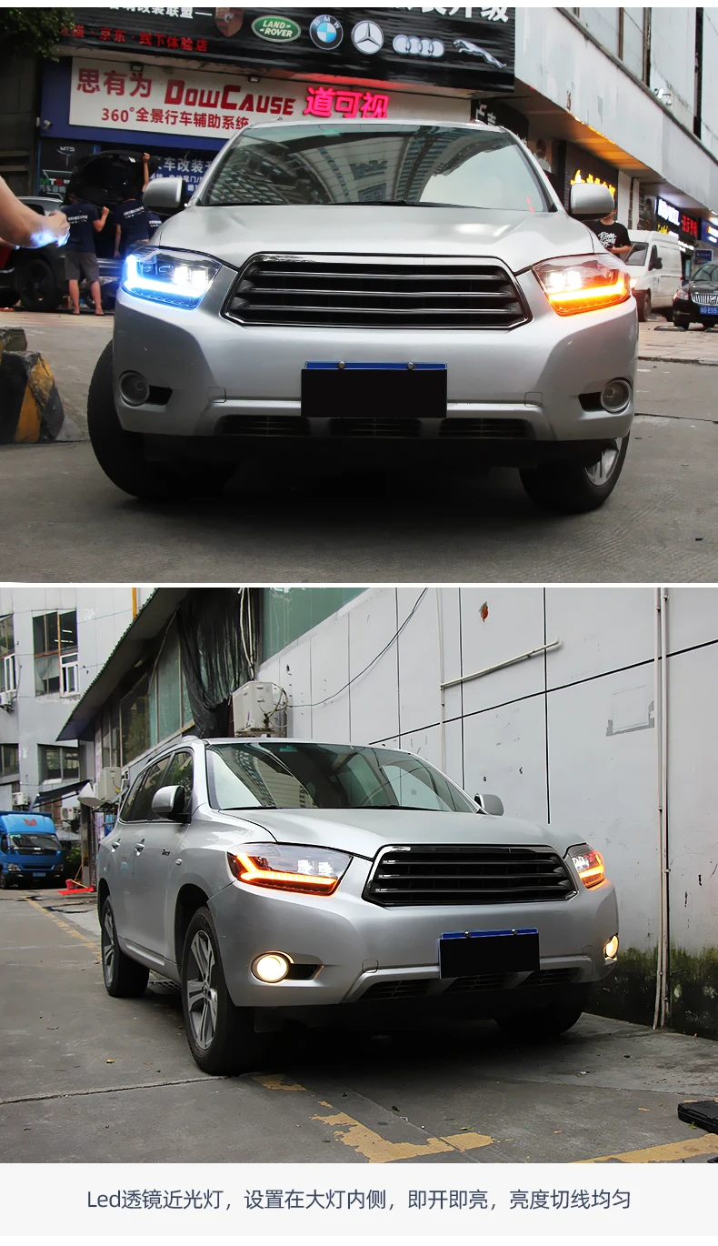 Car Styling for Toyota Highlander LED Headlights 2009-2011 Kluger LED Headlight DRL Hid Head Lamp Angel Eye Bi Xenon Accessories