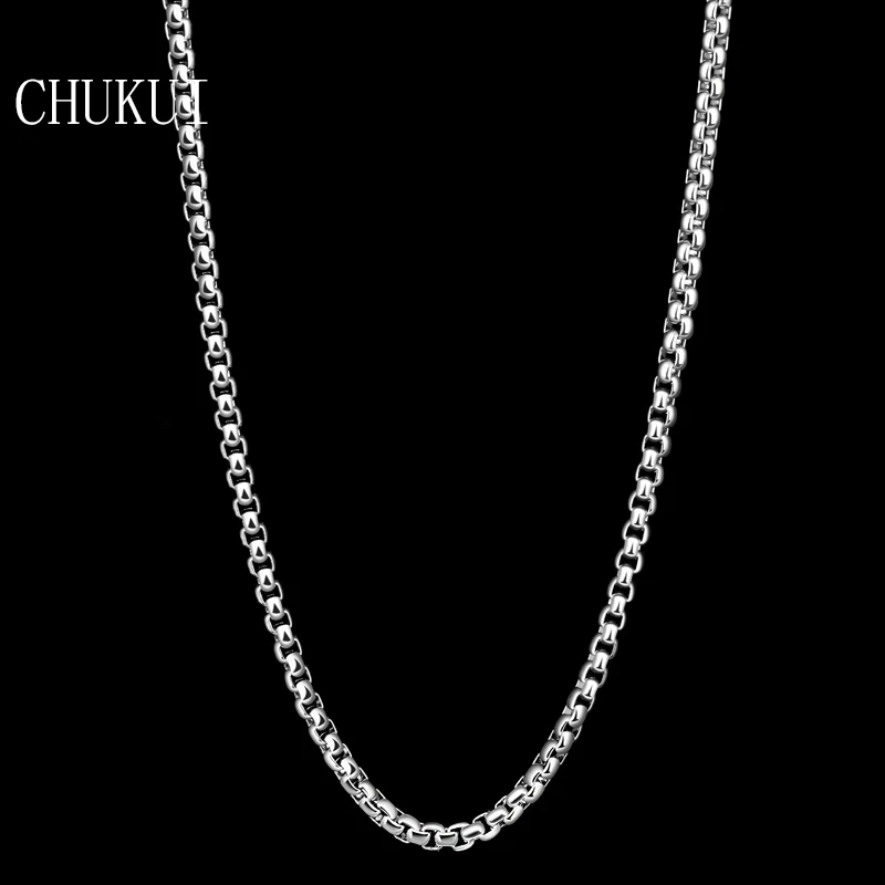 

CHUKUI Silver Chain 2mm Stainless Steel Box Necklace Chain For Women Men Locket Pendant Drop Shipping