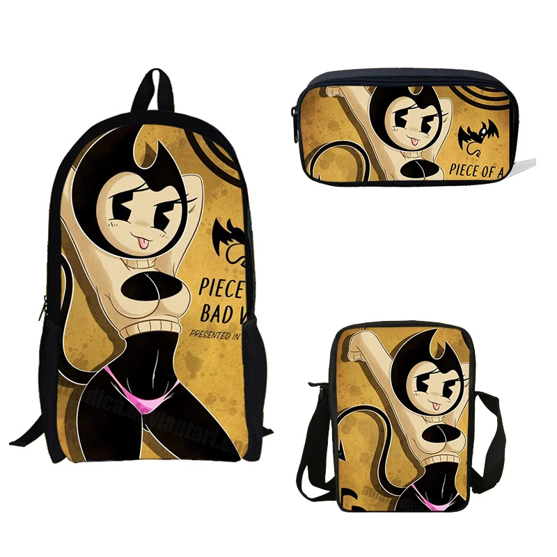 

Customized School Bags Cartoon Bendy Pattern Print School Backpack For Girls Boys Orthopedic Schoolbag Backpacks Children