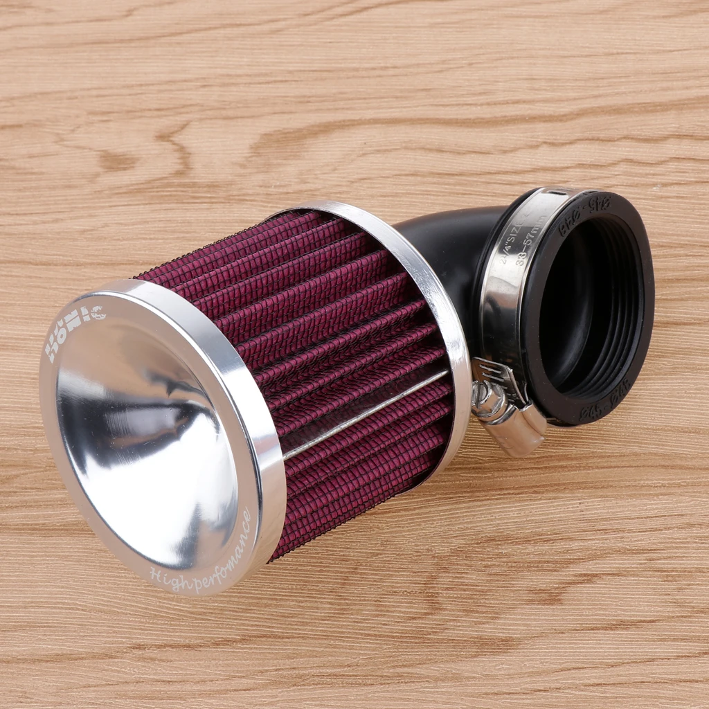 

Universal 45mm Motorcycle Car Vehicle Racing 3inch Cold Air Intake Filter Kit with Chromed Clamp Hose System
