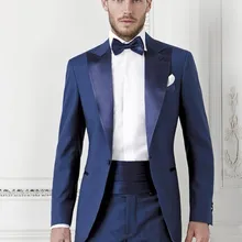 Последние конструкции пальто брюки Королевский синий смокинг жениха итальянский стиль Nave лацкан Slim Fit Мужские свадебные костюмы пиджак+ брюки+ пояс