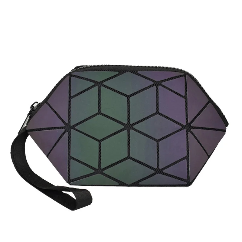 

Women Cosmetic Bag Geometric Cosmetic Organizer Luminous Women Cosmetic Necessaire Changeable Make Up Bags Travel Storage Pouch