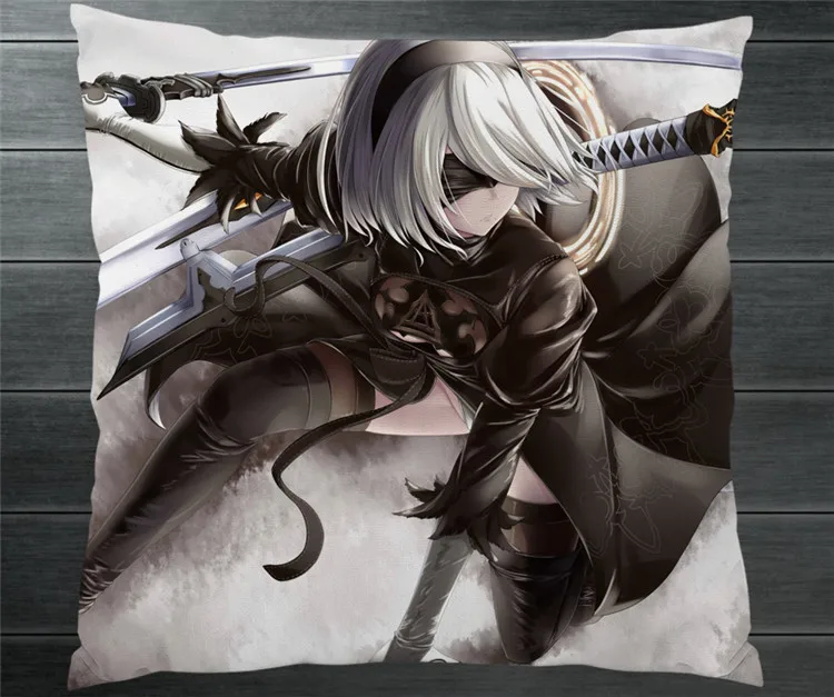 

NieR Automata YoRHa 2B Cartoon Two Side 40x40cm Pillowcase Pillow Case Cover Cushion Cosplay Manga Gift BED/SOFA/CAR Decor P9
