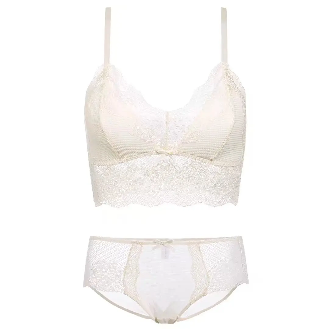 Lick Lip Sexy Brassiere Bra Panties Set Women Triangle
