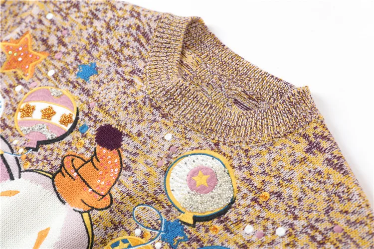 Весенне-осенний Модный высококачественный свитер с вышивкой для женщин, пуловеры с длинными рукавами и изображением животных, Свитера с круглым вырезом X314