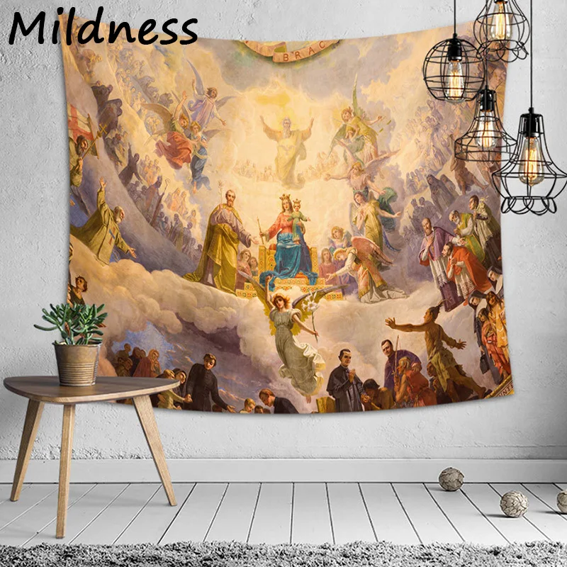 

God Jesus Western Europe Mythologica Figure Printed Polyester Tapestry Wall Hanging For Decorate Home Living Room Bedroom Office