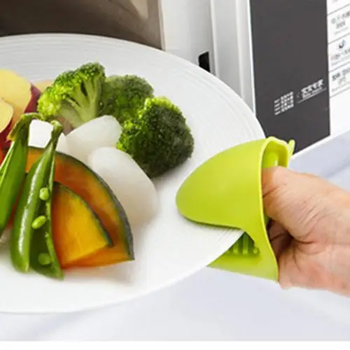

1Pc Solid Color Heat-Resistant Kitchen Oven Holder BBQ Baking Silicone Mitt Glove Tool
