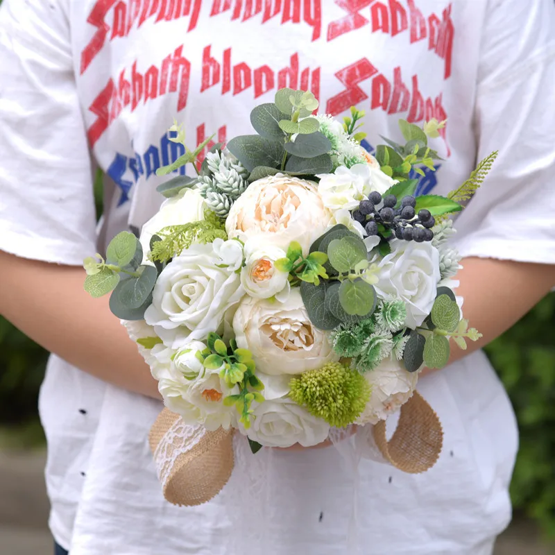 2019 шелковые искусственные цветы свадебные букет весенние невесты свадебные подружки невесты ручной работы украшения дома кружева повязки